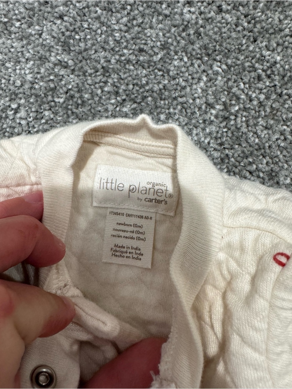Little planet by Carters Quilted Baby One-Piece with Red Bow Print - Picture 3 of 5